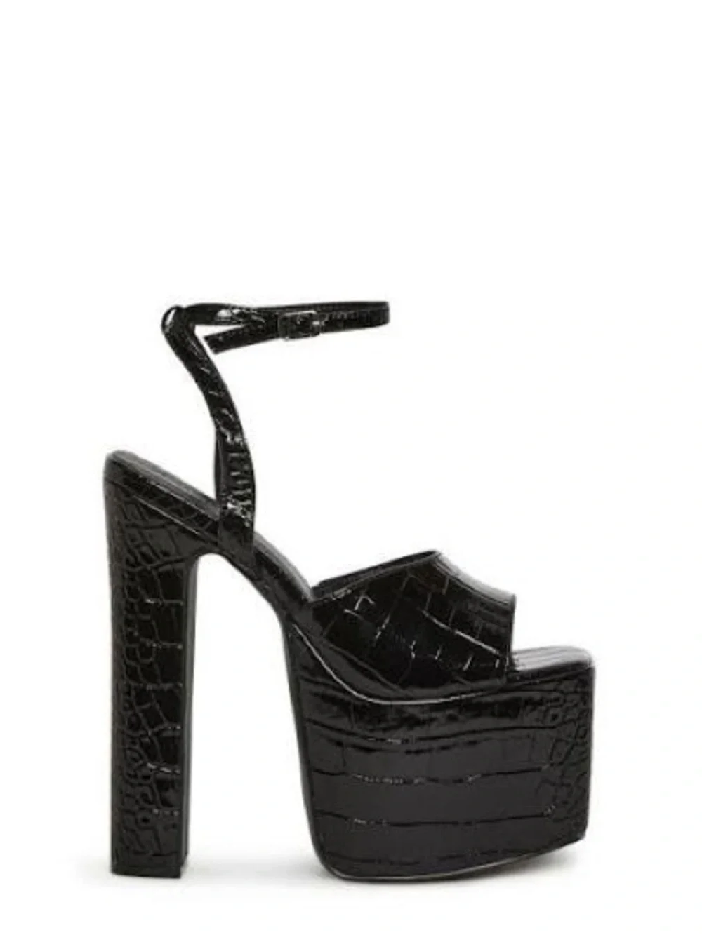 Dolls Kill “ Devour” Black Croc Platform Sandal Size US 9